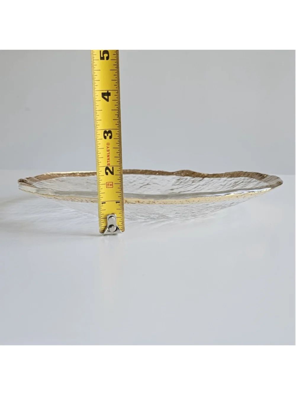 Vintage IVV Glacier Italy 10” Dinner Plate Textured Art Glass 10K Gold Trim MCM